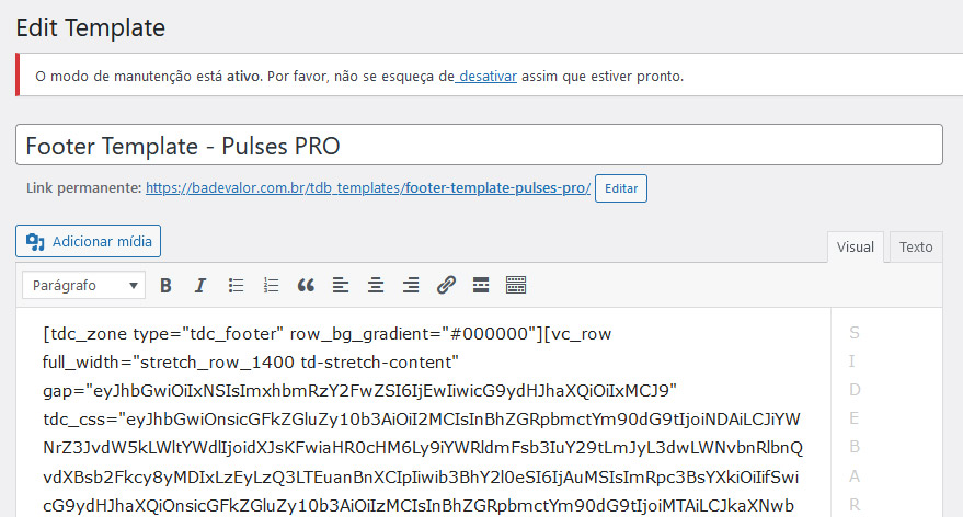 Erro Template Footer